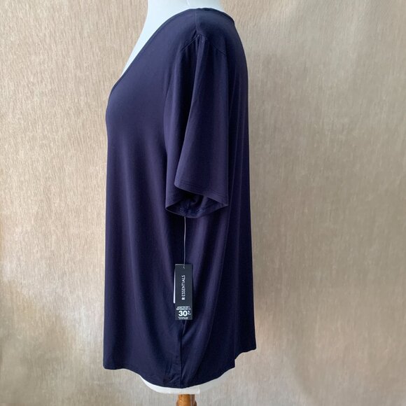 NWT Reitmans R Essentials Navy Blue Short Sleeve T-Shirt - Size 2X - Picture 2 of 10